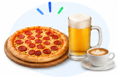 Pizza, cerveza y café como recompensas